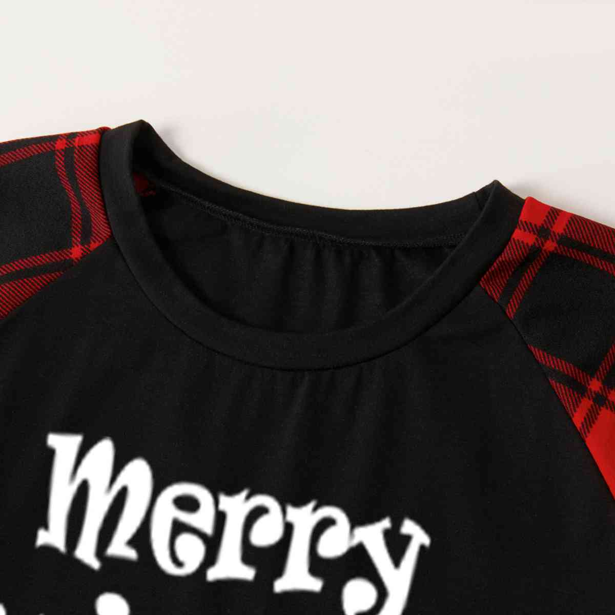 MERRY CHRISTMAS Graphic Top and Plaid Pants Set